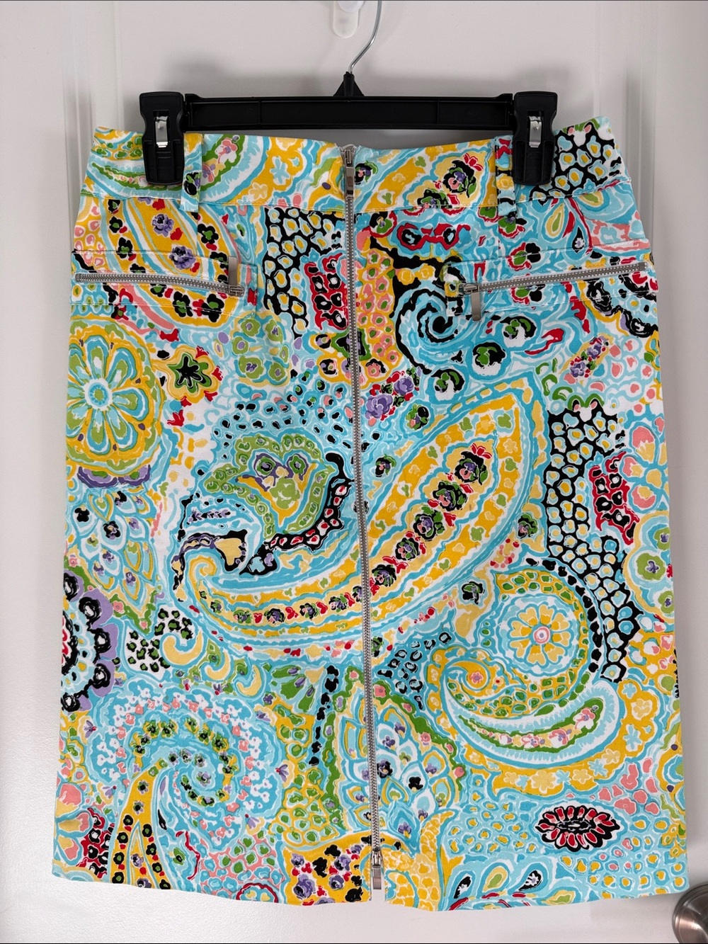 Carlisle Multicolor Paisley Pencil Skirt ā Blue, Yellow, Green, Black, Pink